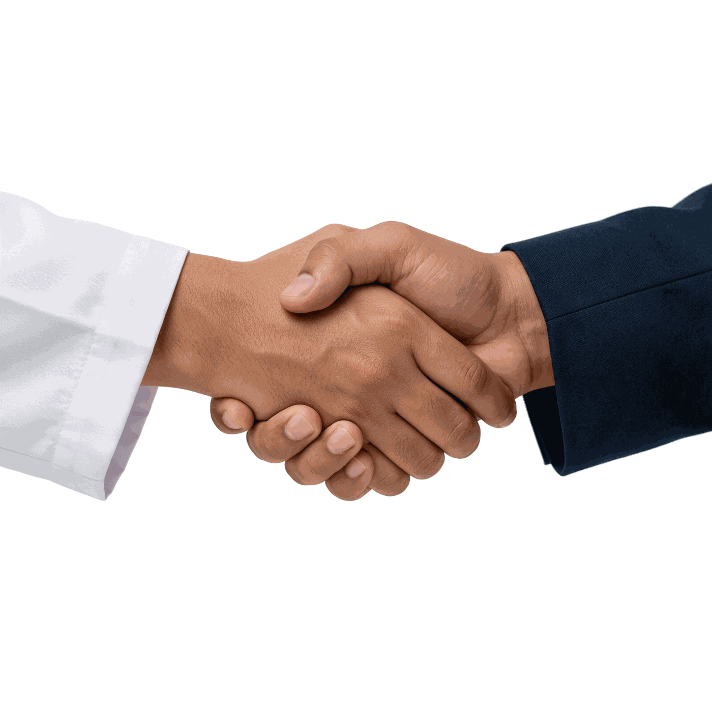 A doctor and a partner shaking hands.