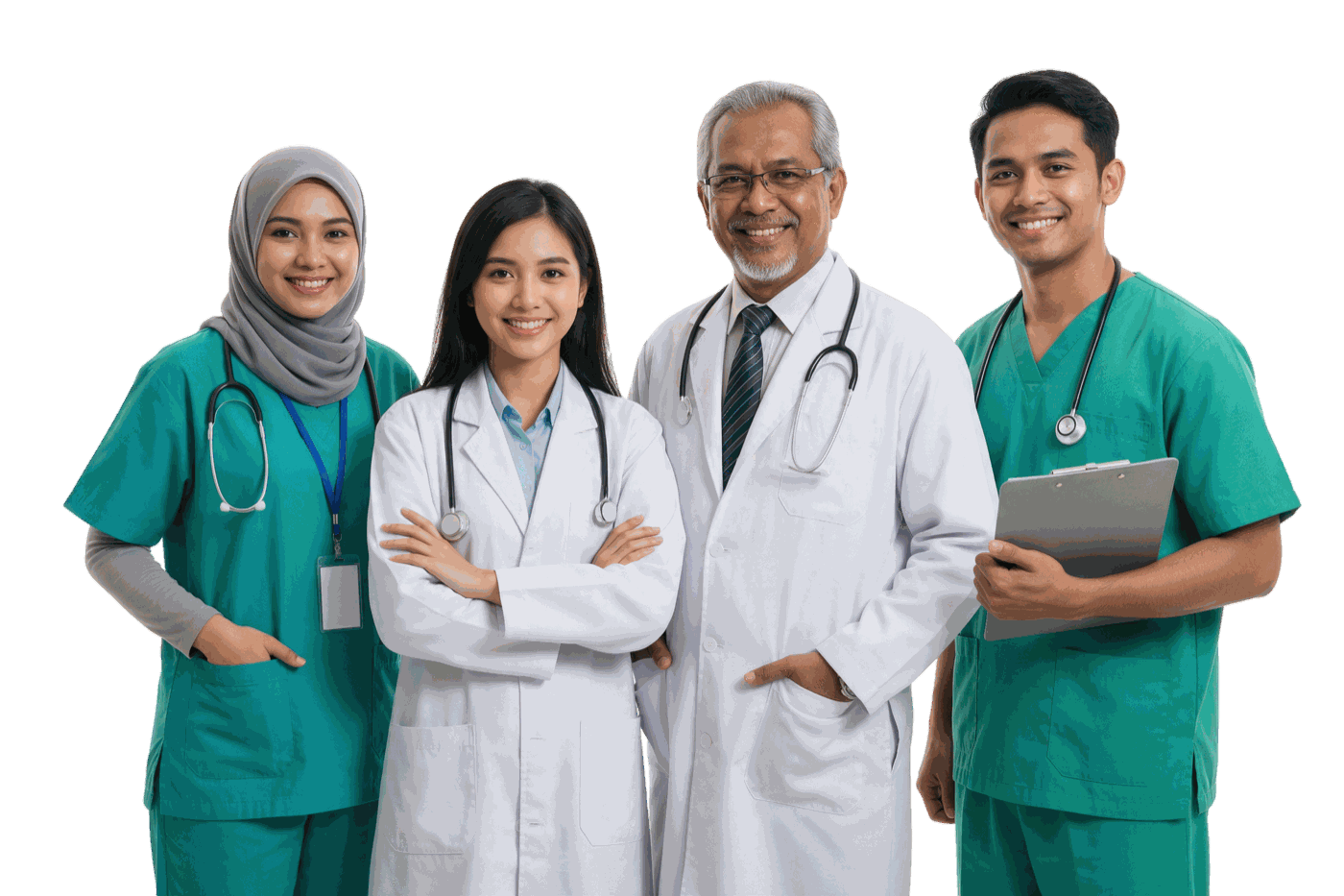 Four Mafar healthcare professionals standing together.